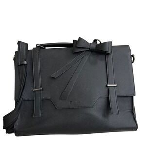 Ecosusi Black Satchel Crossbody‎ Bag Bow Accent Women's Handbag Purse EUC